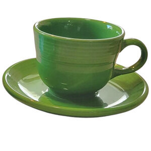 Fiesta Ware 2pc Set Shamrock Green Cup w/ Saucer Retired USA HLC